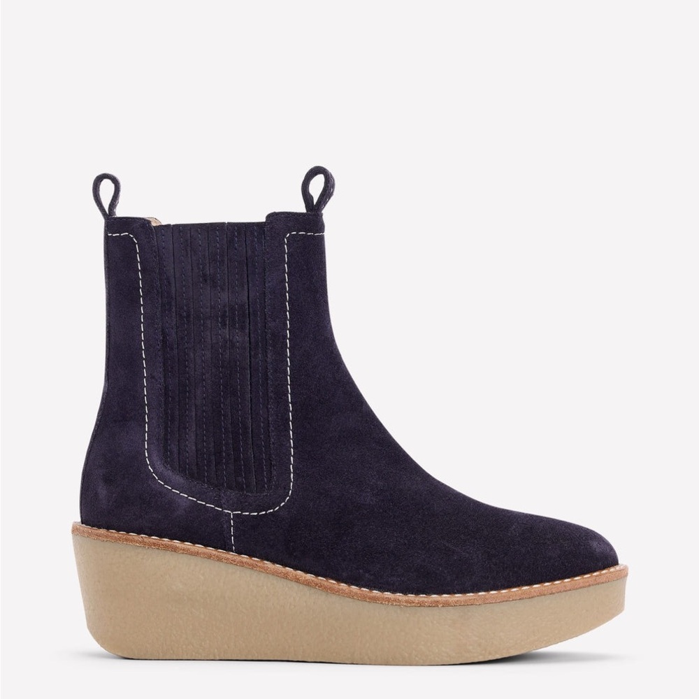 Boden Wedge Ankle Boots Navy Size 7 NIB $239